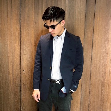 美國百分百【全新真品】Tommy Hilfiger 西裝外套 TH Logo 正式 休閒款 男 深藍 S號 BD68