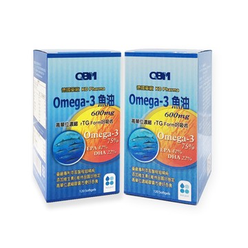 QBM 高單位Omega3專利魚油二入組(120顆X2瓶)