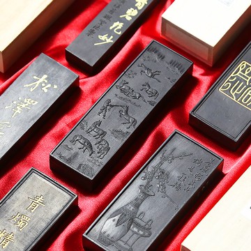 非遺傳人 汪愛軍制 老松超細純松煙老墨條墨塊 收藏20年純手工書法陳墨錠文房四寶胡開文徽墨