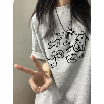 已售9642件💖赤道少女 純棉 短袖T恤 短袖上衣 oversize 潮牌衣服 設計感上衣 寬鬆上衣 韓系 夏天衣服