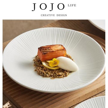 JOJO'S L. PD.StudentID.菜盤條紋陶瓷日式高級感沙拉盤子 | 學號