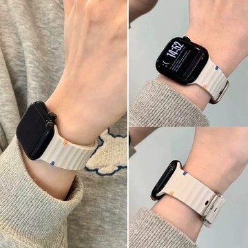 夏季波浪硅膠運動防水錶帶 適用iwatch11錶帶 Apple watch全系列 男女適用錶帶