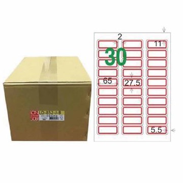 【龍德】LONGDER 三用電腦標籤 A4 30格 圓角 27.5*65mm紅框1000張/箱 LD-852-J-B(適用雷射、噴墨、影印)