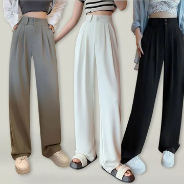 高腰雙扣俐落感西裝褲