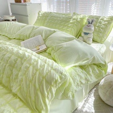 泡泡紗水洗棉四件套被套床單宿舍床上韓版小清新床笠高顏值夏季【聚寶屋】