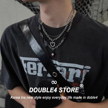 【DOUBLE4】荊棘愛心 小惡魔 日系 鋼項鍊 男女 鋼手鍊 鈦鋼 C103