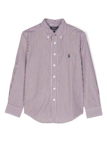 Ralph Lauren Kids - pony-embroidered stripe-print shirt - kids - Cotton - 18