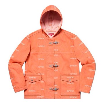 Supreme SS19 Logo Denim Turnout Jacket Orange Logo