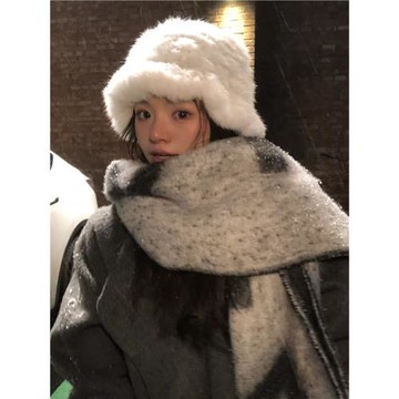 顏小姐/保暖頭包臉兔毛帽！！氛圍感兔毛漁夫帽顯臉小兔毛帽