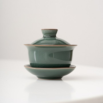 公司貨 免運速發 可開票 秘窯三才蓋碗茶杯大號單個泡茶碗不燙手龍泉哥窯冰裂紋復古家用