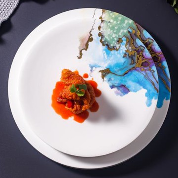陶瓷冷菜意境菜盤創意涼菜塔塔盤酒店會所餐廳熱菜盤融合菜餐具式