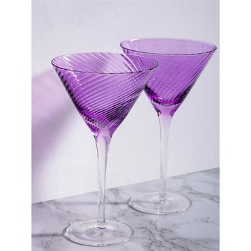 無鉛水晶玻璃紫色黛拉雞尾酒杯高腳杯波西米亞風甜品杯冰激凌杯子