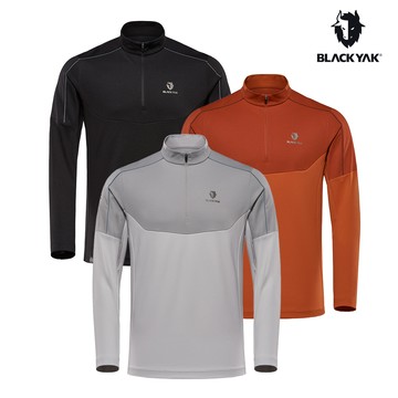 【BLACKYAK】男 FITZ AX長袖半開襟(橘色/骨白/黑色)-銀離子抑菌|BYCB2MC904