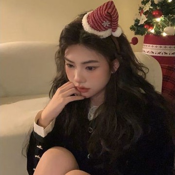 【台灣有貨】實拍 一起過聖誕叭可愛聖誕節帽子髮箍女款毛絨髮夾秋冬頭箍髮飾頭飾品
