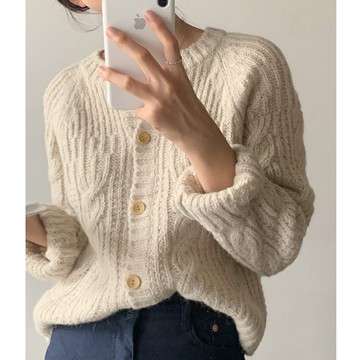 百搭麻花單排扣毛衣(預購)vic005441