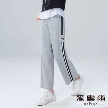 Myvega麥雪爾 銀蔥字母織帶套裝長褲-灰