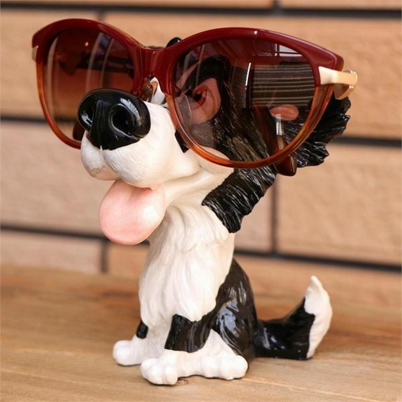 JJIU 子犬犬動物スタンド眼鏡ホルダー鉄の彫刻手工芸品クラフト