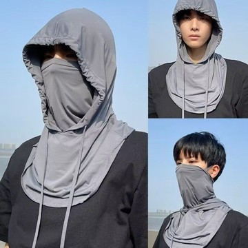 防曬帽防曬面罩抗UV防紫外線男遮全臉護頸一體冰絲圍脖夏季開車騎行面巾脖子防護頭套外出搭配