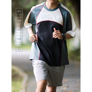 (免運)BOHRHOO25SS「涼感負離子凈化」防螨速干撞色拼接運動短袖T恤男女