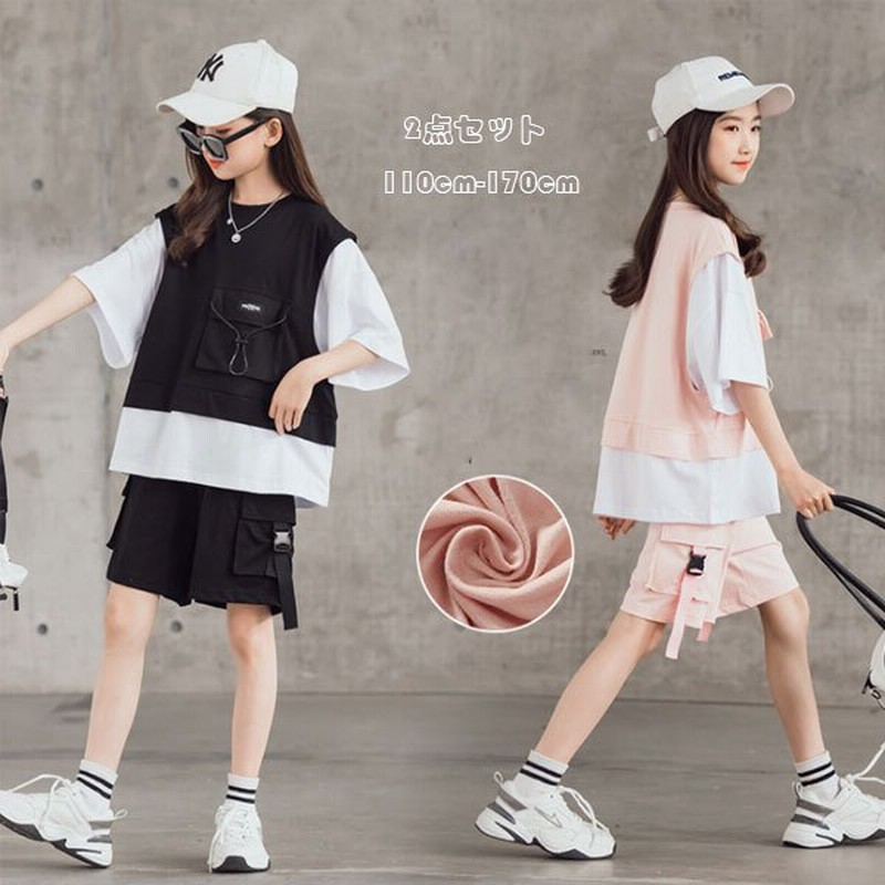 韓国子供服 ジャージ ゆったり 夏服 女の子 セットアップ レジャー 運動着 キッズ スポーツウェア 上下セット 2点セット 半袖 アンサンブル Tシャツ  ショーツ 通販 LINEポイント最大1.0%GET LINEショッピング