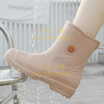 雨靴女款防滑中筒水鞋下雨天穿的鞋時尚加絨短筒水靴廚房防水膠鞋【繁星小鎮】