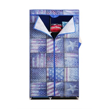 Cotton Field 棉花田傢飾 凱文簡易組裝防塵衣櫥 聚酯纖維+鐵管  國旗  160cm