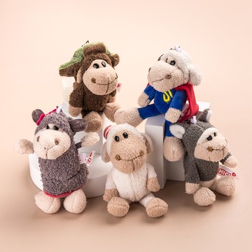 小咩羊毛絨鑰匙扣掛件創意性汽車鏈鎖匙圈環男女情侶書包小掛飾