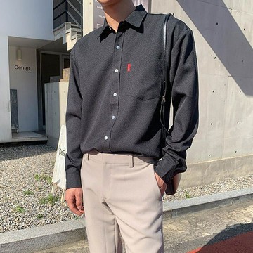 正韓素面紅標軟料口袋長袖襯衫 13色 YUPPIE 預購商品