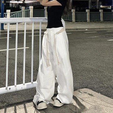 爆款直降價 西裝褲 落地褲 寬褲 長褲 西裝寬褲 美式高級感白色西裝褲女夏季新款寬鬆直筒闊腿褲垂感拖...