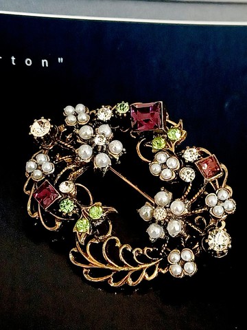 vintage jewelry Florenza  繁花紫晶仿珠  別針 胸針