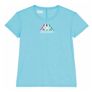 KAPPA 義大利時尚吸濕排汗女生短袖圓領衫 珊瑚藍 381G59W474