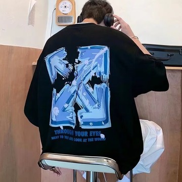 男生必備印花短袖t恤 韓版港風短袖T恤 原宿風五分袖 T恤男 印花T恤 男T 男女衣著 短T男(HT95)【壹號站】