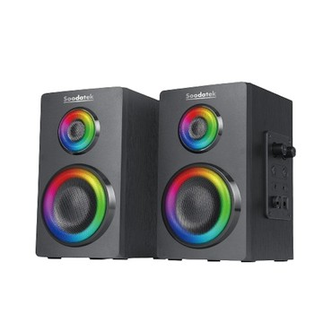 Soodatek 木質2.0聲道炫彩LED多媒體藍芽喇叭 / SS0520BT-DR11RBK