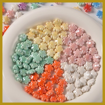 12mm ins風櫻花陶瓷散珠 糖果色串珠 diy飾品 手鏈項鏈耳環串珠 串珠材料 串珠材料包 珠珠材料 手串材料