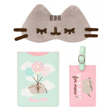 【胖吉貓】歡樂旅行套裝組/ 眼罩/ 行李吊牌/ 證件套/ 護照套 Pusheen