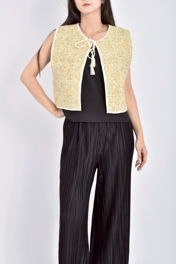 (M) ehka sopo碎花棉質純棉無袖黃色罩衫