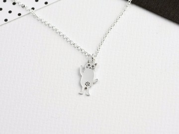 Hello貓 | 貓咪項鍊 925純銀 鎖骨鍊 細項鍊 手作銀飾 情人禮物