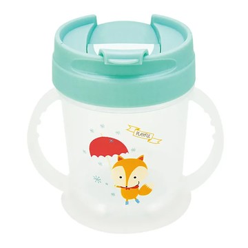 DOUBLEBEAR 台灣晉億 Tritan掀蓋式無毒練習杯 8個月以上適用 防漏水結構 BPA Free不含雙酚A  綠色  200ml  1個