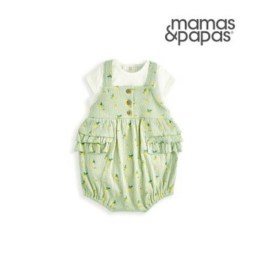 Mamas&Papas 清檸果-短袖吊帶包屁褲套裝
