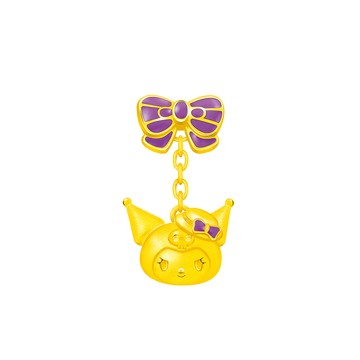 Just Gold 酷洛米 Kuromi 復古野餐趣-蝴蝶結 黃金單耳耳環