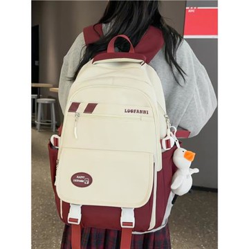 書包女小眾撞色大容量初中生背包高中生大學生日系原宿雙肩包ins