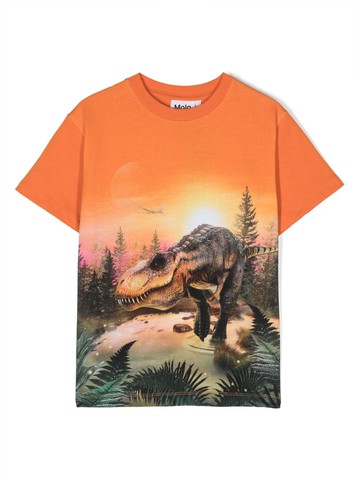 Molo - Riley Dinossaur-print T-shirt - kids - Organic Cotton - 98 - Orange