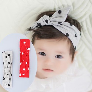 UNICO  兒童點點手作結棉布髮帶