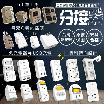 今天限定價【節能獨立開關分接器】新安規 壁插 三面插 旋轉插頭  usb 3轉2 延長線 iLife愛生活【LD401】