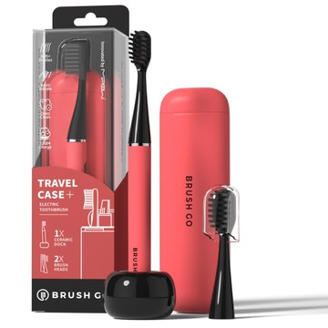 MIPOW Slim Pro i4 智慧型超音波充電電動牙刷 3 種模式磁性旅行盒和陶瓷底座,蓄電長軟刷毛 2 頭 IPX7 防水,顏色-(紅色)