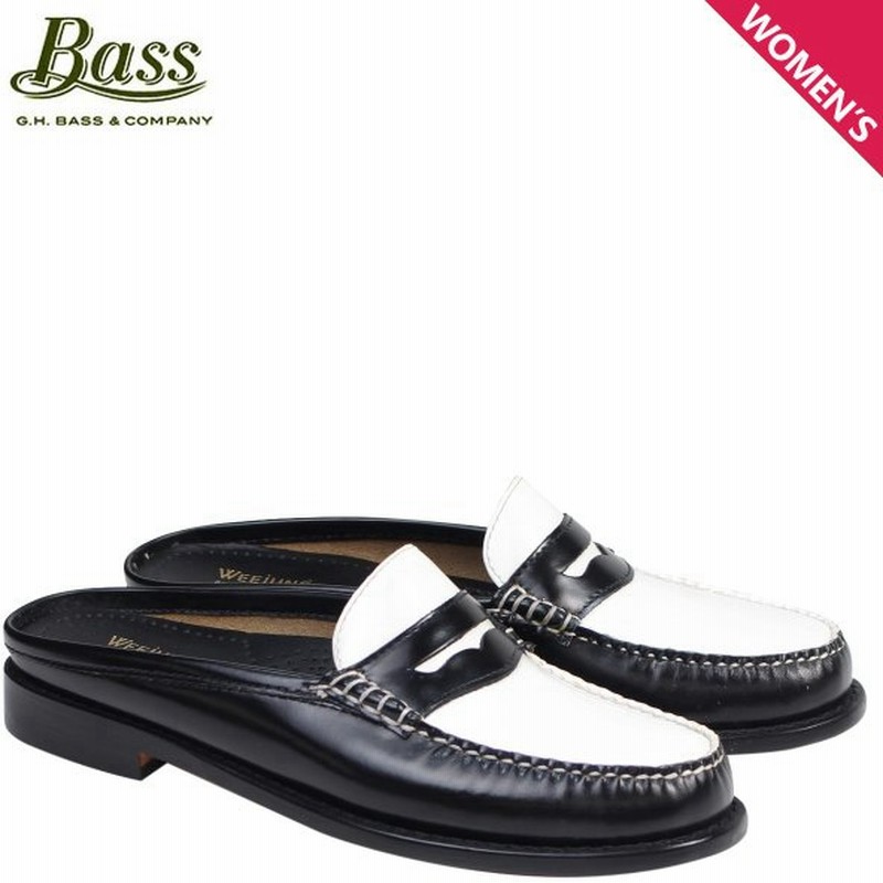 G H Bass ジーエイチバス ローファー レディース サンダル スリッパ バブーシュ Wynn Patent Leather Mule Weejuns 71 ブラック ホワイト 通販 Lineポイント最大0 5 Get Lineショッピング