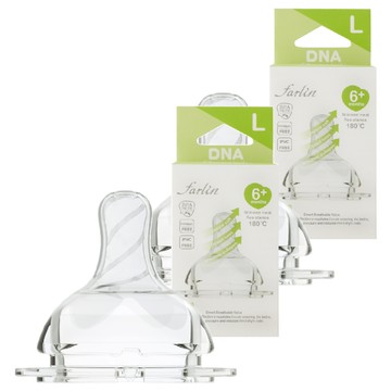 FARLIN 超柔寬口奶嘴 圓孔 L 霧面設計 食品級矽膠 2個  6個月以上  1組