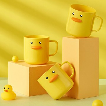 [Hare.D]小黃鴨洗漱杯 幼兒園 刷牙水杯 盥洗杯 旅行杯 杯子 把手杯 漱口杯 刷牙杯 牙刷杯