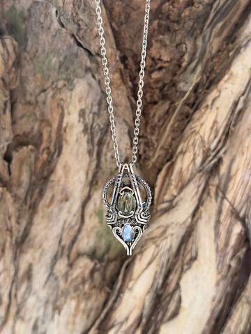 節氣意象 雨水 碧璽 月光石 銀飾 項鍊