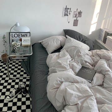 Ins 純色雙拼床包 | 加大雙人  被套200 x 230cm  雪松霧灰